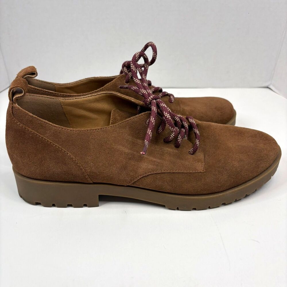 Crown Vintage Lowell Suede Oxfords Teddy Brown Lug Sole Ankle Booties Size 8.5